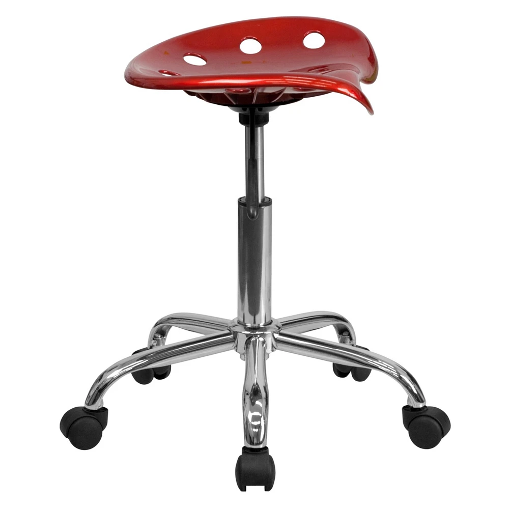 Vibrant Wine Red Tractor Seat And Chrome Stool