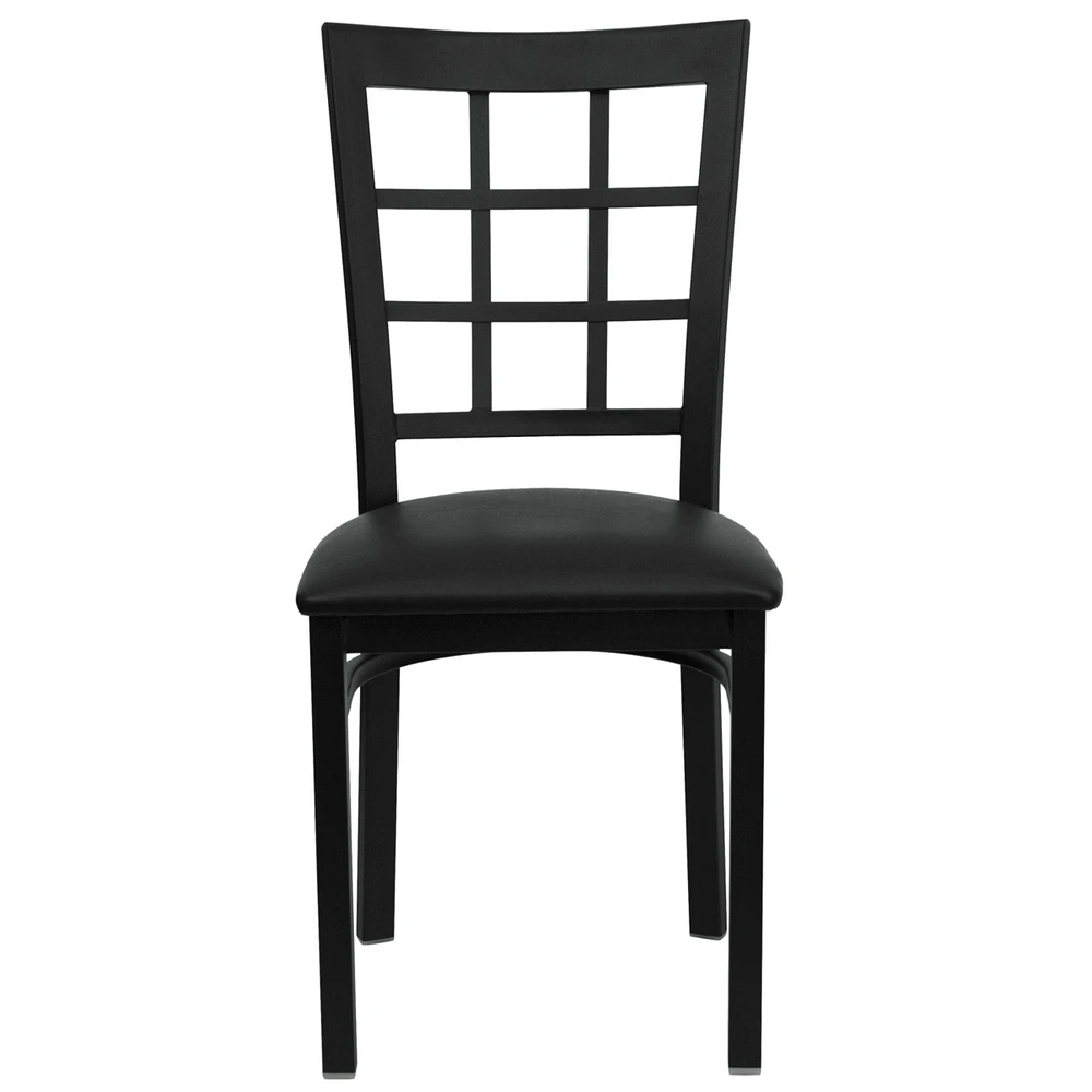 Hercules Series Black Window Back Metal Restaurant Chair