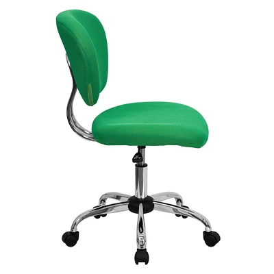 Mid-Back Bright Green Mesh Swivel Task Chair With Chrome Base