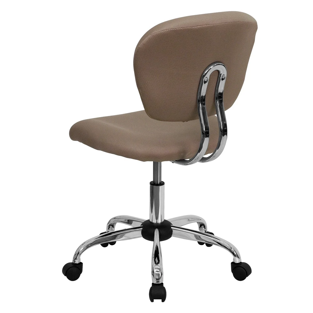 Mid-Back Coffee Brown Mesh Swivel Task Chair With Chrome Base