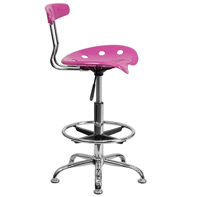 Vibrant Candy Heart And Chrome Drafting Stool With Tractor Seat