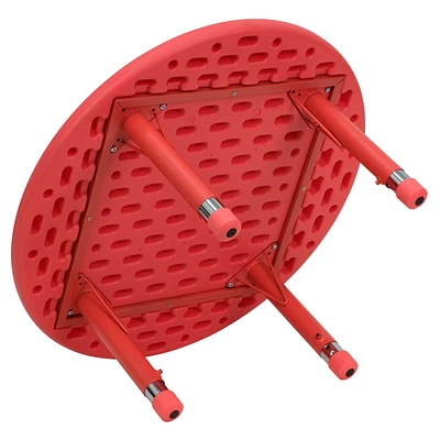 33'' Round Red Plastic Height Adjustable Activity Table