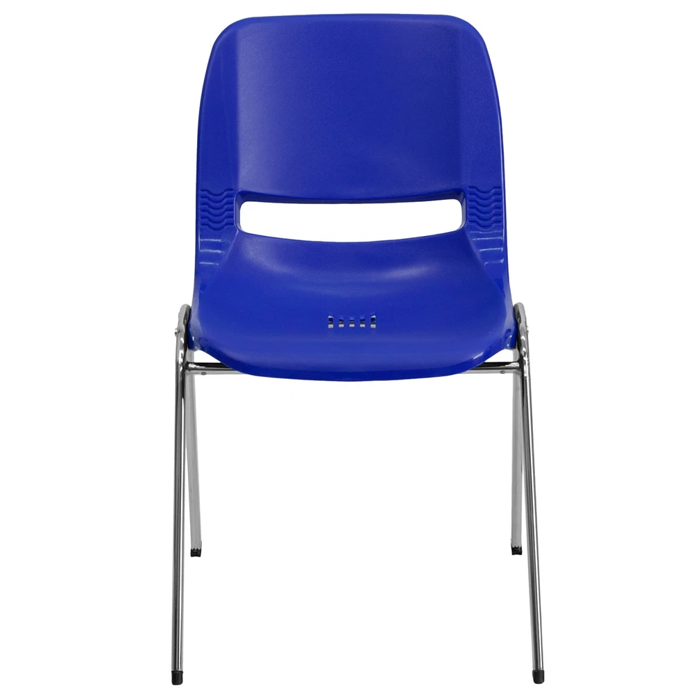 Hercules Series 880 Lb. Capacity Navy Ergonomic Shell Stack Chair With Chrome Frame And 18'' Seat Height