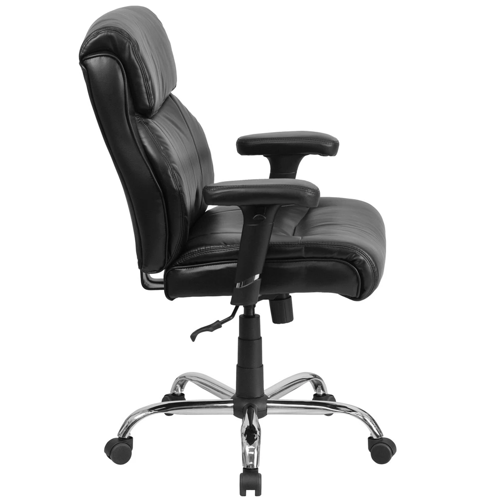 Hercules Series Big & Tall 400 Lb. Rated Black Leather Swivel Task Chair With Adjustable Arms