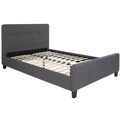 Tribeca Full Size Tufted Upholstered Platform Bed In Dark Gray Fabric