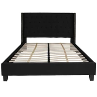 Riverdale Queen Size Tufted Upholstered Platform Bed In Black Fabric
