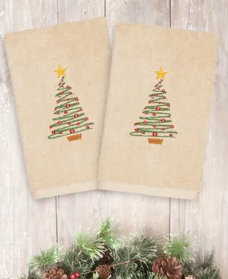 Linum Home Christmas Tree 100% Turkish Cotton 2-Pc. Hand Towel Set