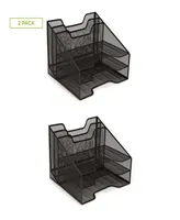 Mind Reader Mesh Desk Organizer With 5 Trays, 2 Pack, Black