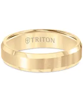 Triton Bevel Edge Comfort Fit Band Yellow Tungsten Carbide