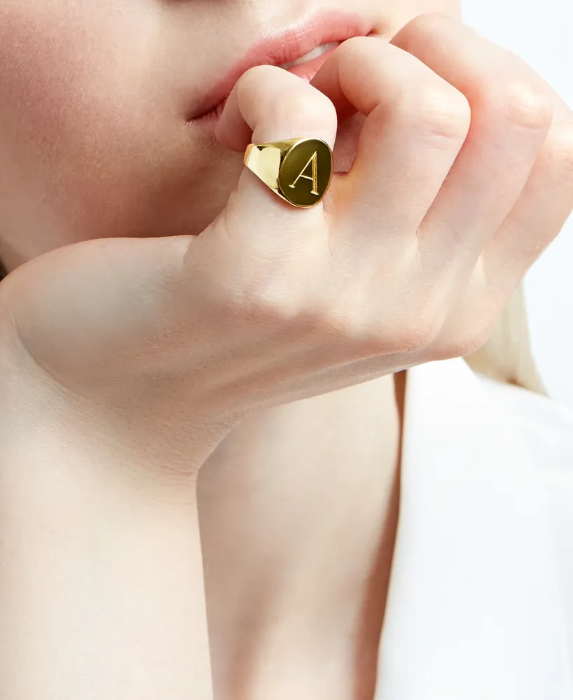 Sarah Chloe Initial Signet Ring in 14K Gold-Plated Sterling Silver