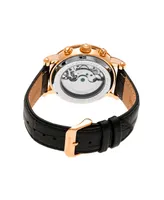 Heritor Automatic Winston Rose Gold & White Leather Watches 45mm
