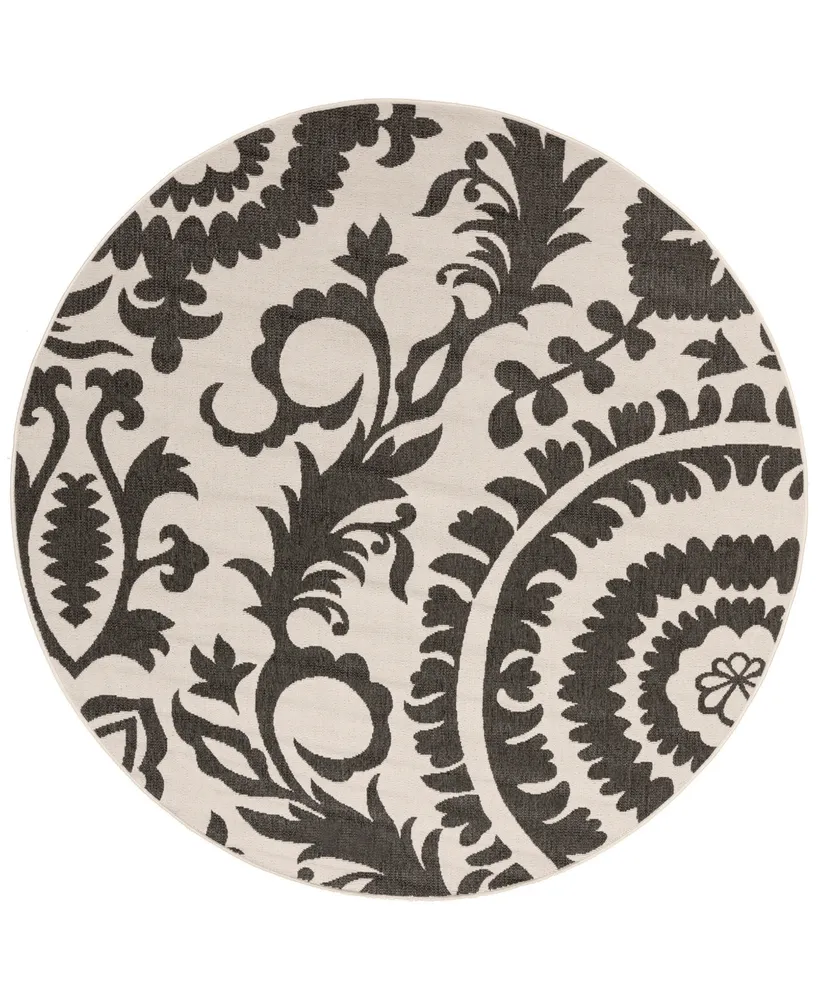 Livabliss Alfresco Alf-9612 Black 5'3" Round Area Rug, Indoor/Outdoor