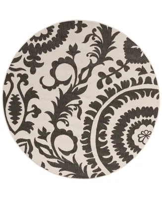 Surya Alfresco Alf-9612 Black 5'3" Round Area Rug, Indoor/Outdoor