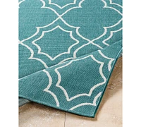 Livabliss Alfresco Alf-9653 Teal 5'3" x 7'6" Area Rug, Indoor/Outdoor