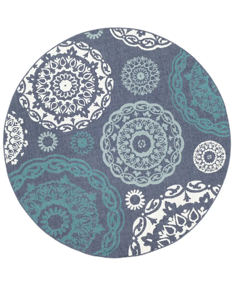 Livabliss Alfresco Alf-9666 5'3" Round Area Rug, Indoor/Outdoor