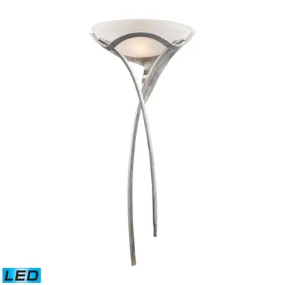 Aurora 1-Light Sconce in Tarnished Silver with White Faux-Alabaster Glass - Led Offering Up To 800 L