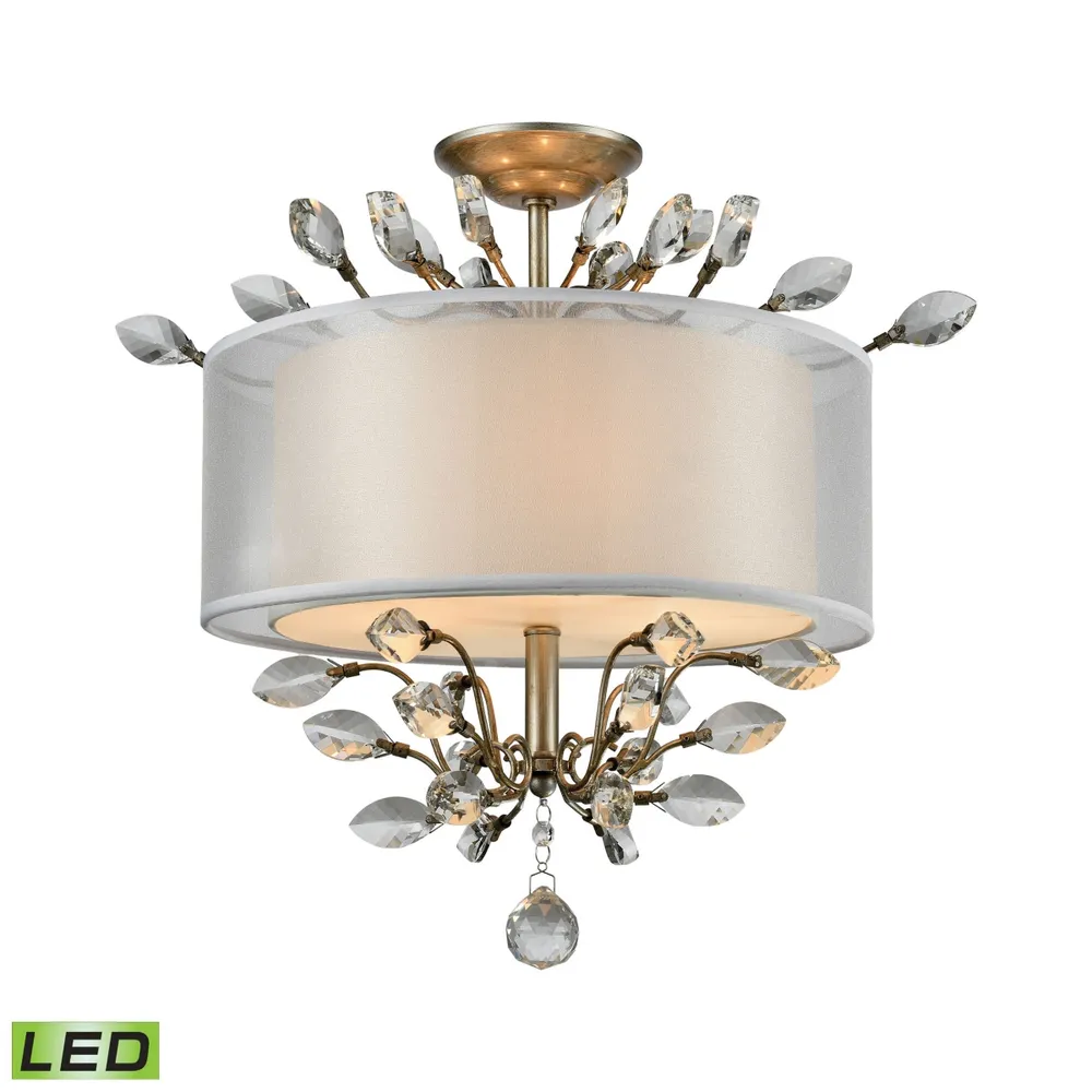 Asbury 3 Light Semi Flush in Aged Silver