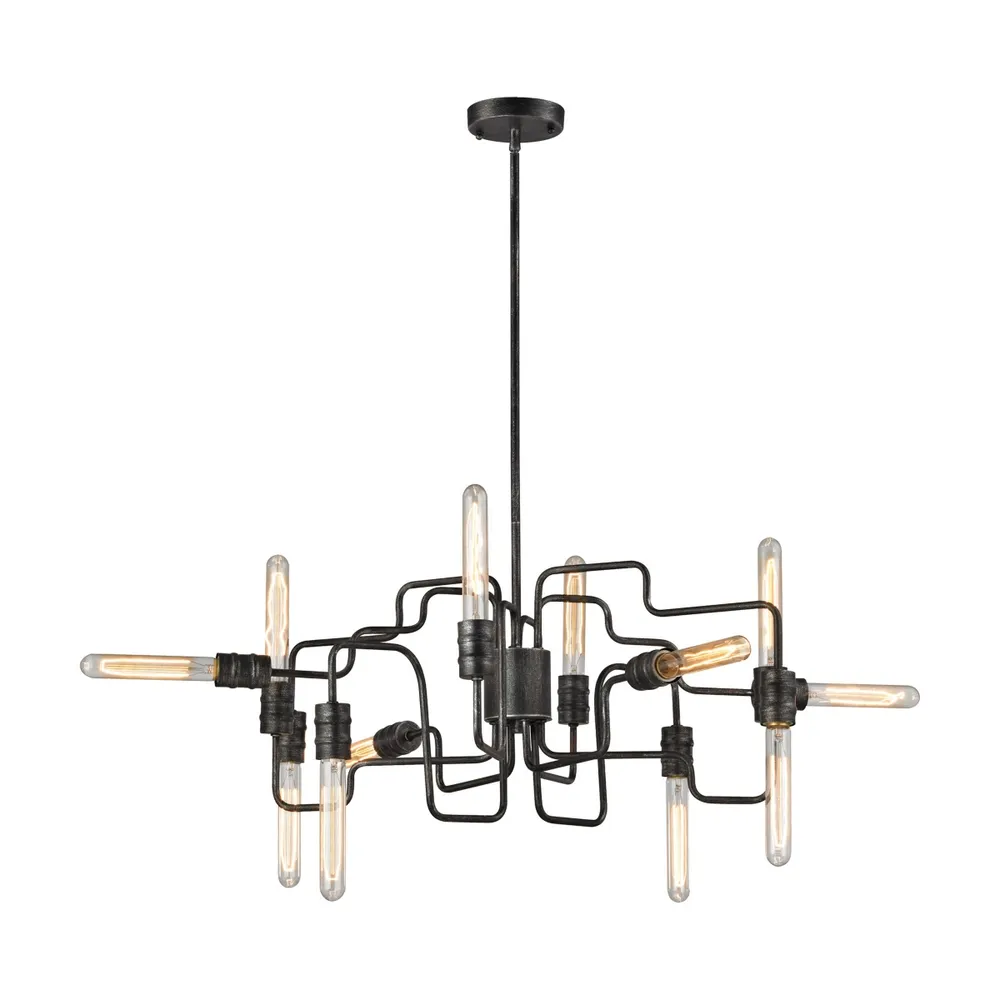 Transit 12 Light Chandelier in Silvered Graphite