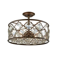 Armand Light Semi Flush in Weathered Bronze with Champagne Plated Crystal