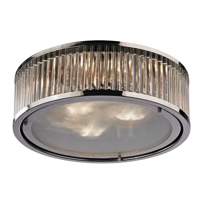 Linden Collection 3 light flush mount in Polished Nickel