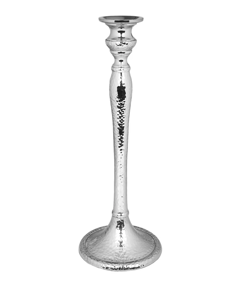 Classic Touch 12.25" Hammered Nickel Candlestick