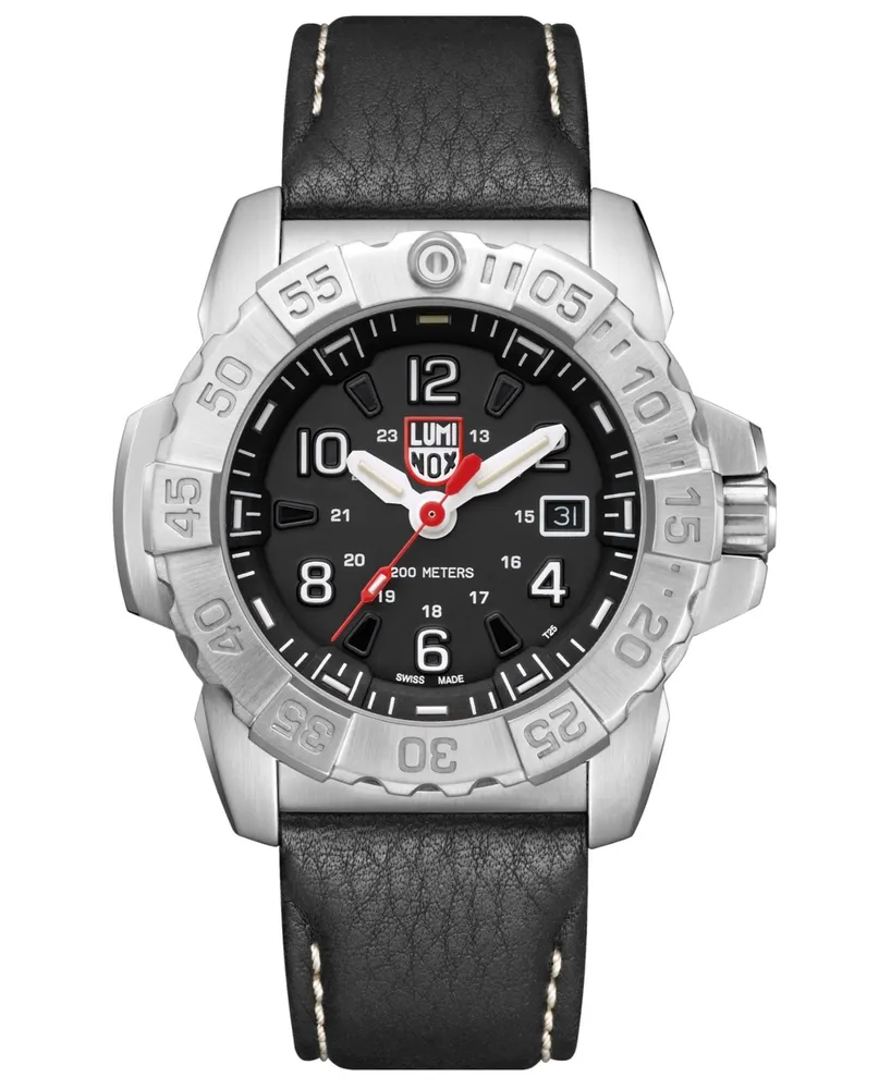 Luminox Men's Navy Seal 3251 Stainless Black Leather Strap Watch