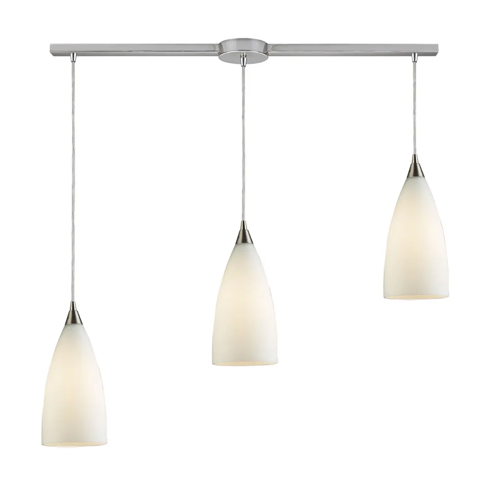 Vesta 3-Light Linear Pendant in Satin Nickel