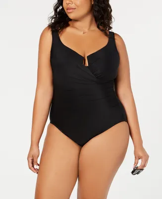 Miraclesuit Plus Escape Underwire Allover-Slimming Wrap One-Piece Swimsuit