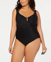 Miraclesuit Plus Escape Underwire Allover-Slimming Wrap One-Piece Swimsuit
