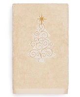 Linum Home Christmas Tree Scroll 100% Turkish Cotton Hand Towel