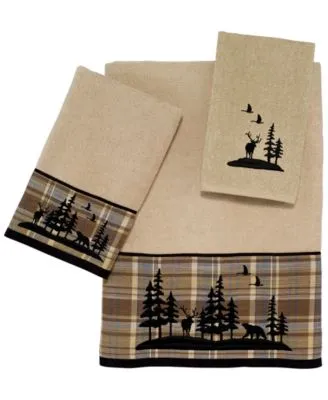 Avanti Woodville Plaid Bordered Cotton Bath Towels