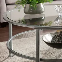 Brookford Metal and Glass Round Cocktail Table