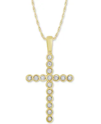 Diamond Cross 18" Pendant Necklace (1/8 ct. t.w.) in 10k Gold