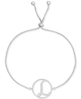 Diamond Accent Initial Bolo Bracelet in Silver-Plate