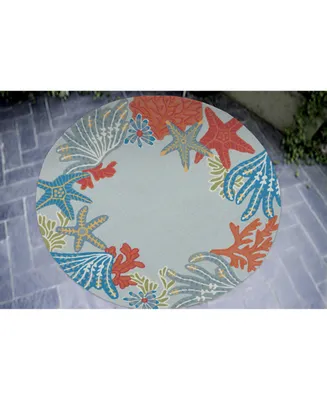 Liora Manne' Ravella 2256 Ocean Scene Blue 5' Indoor/Outdoor Round Area Rug