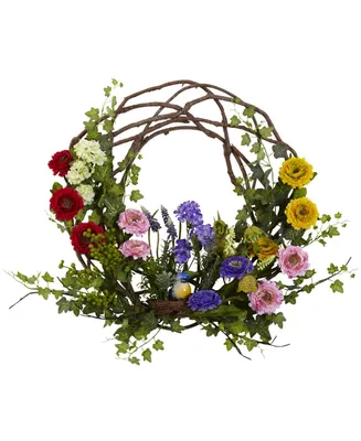 Nearly Natural 22" Spring Floral Wreath
