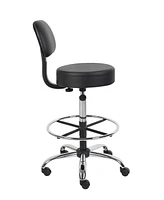 Boss Office Products Caressoft Medical/Drafting Stool W/ Back Cushion