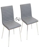 Lumisource Mason Chair with Swivel in Stainless Steel and Faux Leather Set of 2