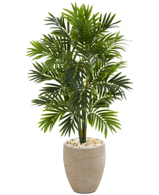 Nearly Natural 4' Areca Artificial Palm Tree in Sand-Colored Planter