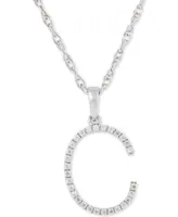 Diamond (1/10 ct. t.w.) Initial Pendant Necklace in 10k White Gold, 16" + 2" extender