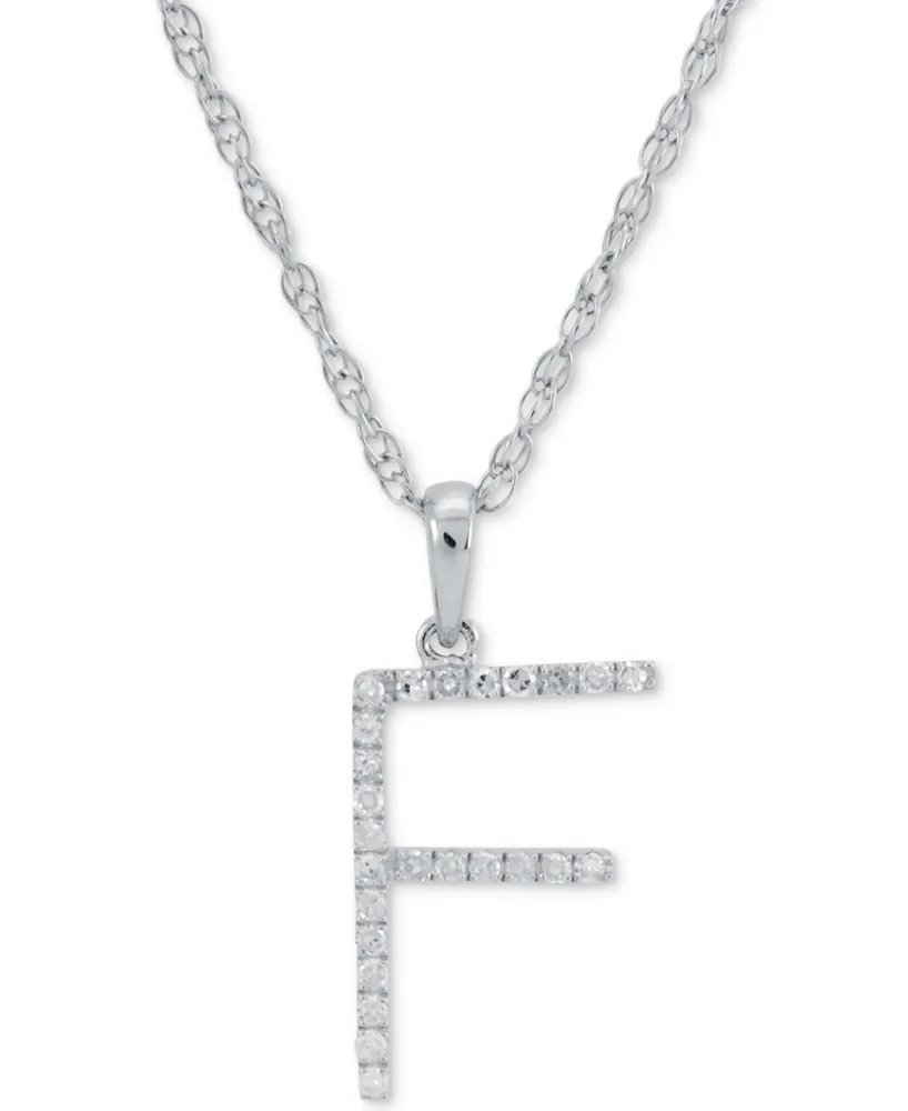 Diamond (1/10 ct. t.w.) Initial Pendant Necklace in 10k White Gold, 16" + 2" extender