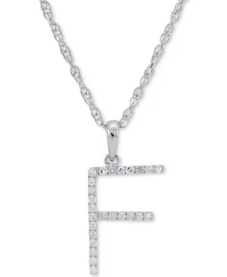 Diamond (1/10 ct. t.w.) Initial Pendant Necklace in 10k White Gold, 16" + 2" extender