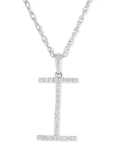 Diamond (1/10 ct. t.w.) Initial Pendant Necklace in 10k White Gold, 16" + 2" extender