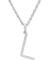 Diamond (1/10 ct. t.w.) Initial Pendant Necklace in 10k White Gold, 16" + 2" extender