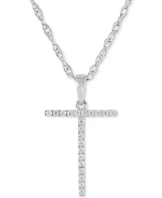 Diamond (1/10 ct. t.w.) Initial Pendant Necklace in 10k White Gold, 16" + 2" extender