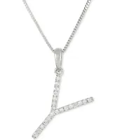 Diamond (1/10 ct. t.w.) Initial Pendant Necklace in 10k White Gold, 16" + 2" extender