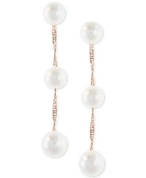 Effy Cultured Freshwater Pearl Triple Drop Earrings 14k Yellow, White or Rose Gold (5mm)