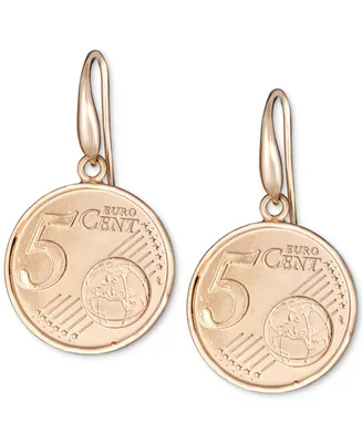 Euro-Look Coin Drop Earrings in 14k Gold-Plated Sterling Silver