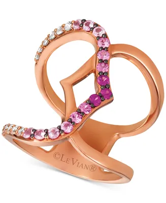 Le Vian Strawberry Layer Cake Multi-Gemstone Statement Ring (3/4 ct. t.w.) in 14k Rose Gold