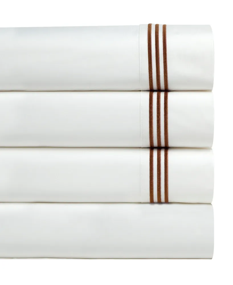 Pointehaven 300 Thread Count Embroidered Cotton Oversized Percale Sheet Set